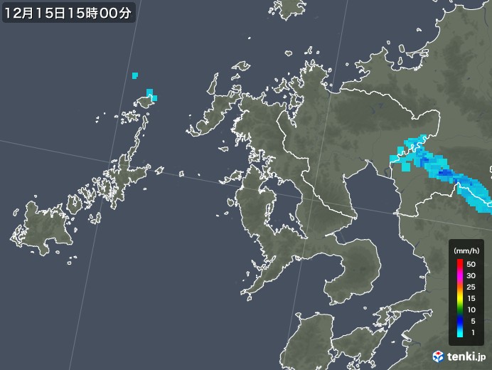 長崎県の雨雲レーダー(2018年12月15日)