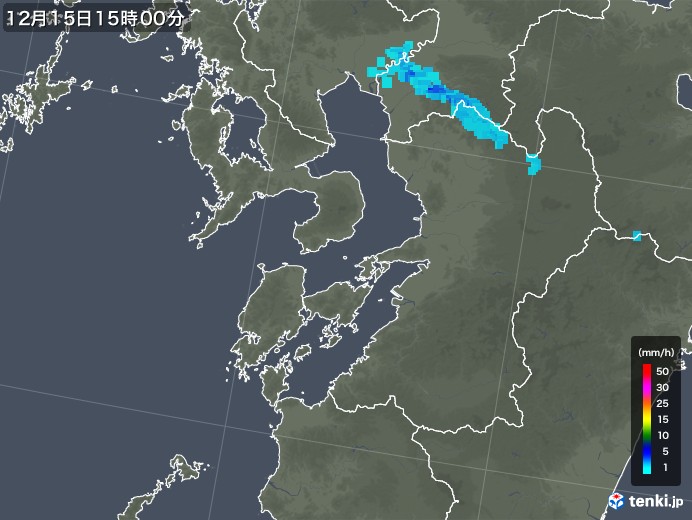 熊本県の雨雲レーダー(2018年12月15日)