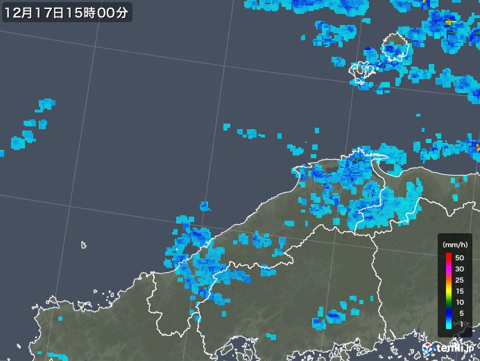 島根県の雨雲レーダー(2018年12月17日)