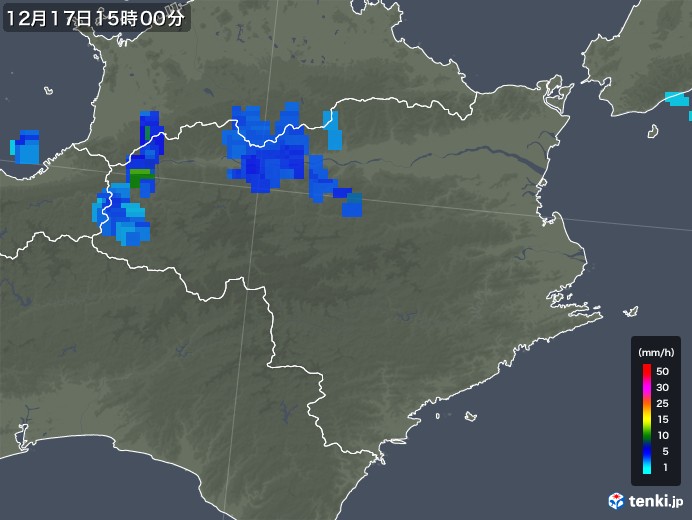 徳島県の雨雲レーダー(2018年12月17日)