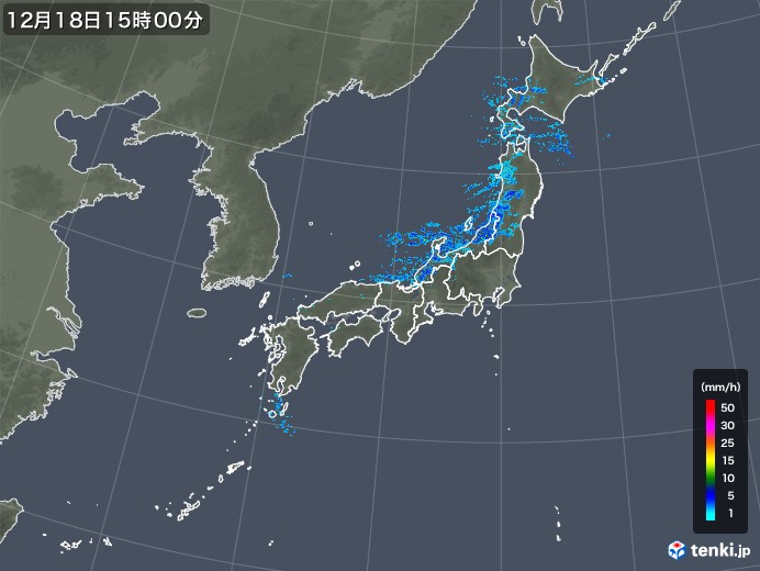 雨雲レーダー(2018年12月18日)