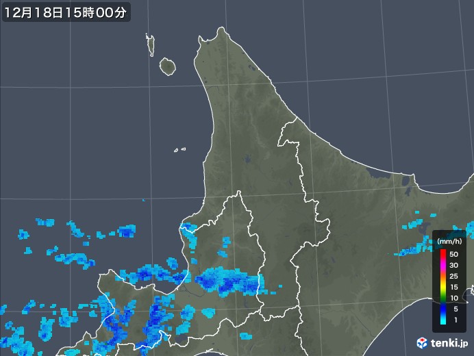 道北の雨雲レーダー(2018年12月18日)