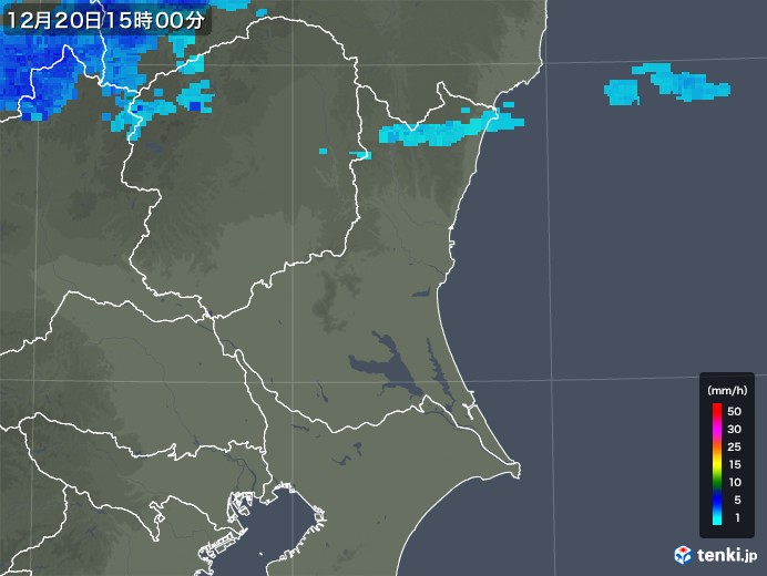 茨城県の雨雲レーダー(2018年12月20日)