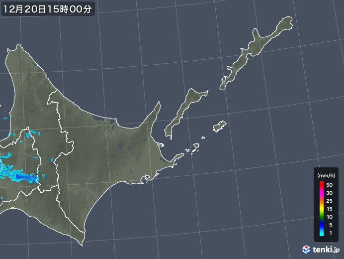 道東の雨雲レーダー(2018年12月20日)