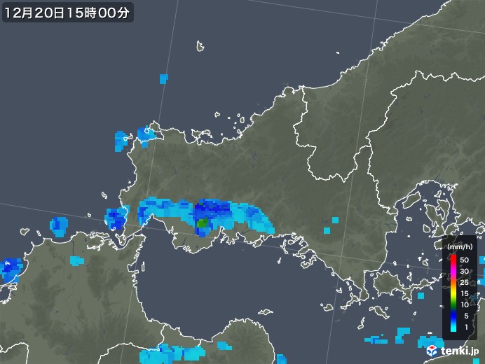 山口県の雨雲レーダー(2018年12月20日)