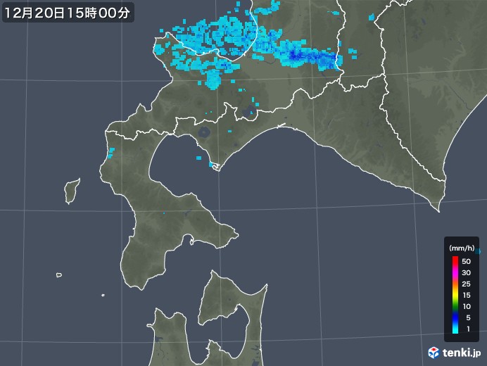道南の雨雲レーダー(2018年12月20日)