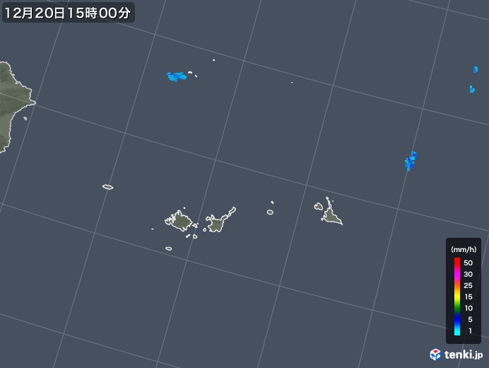宮古・石垣・与那国(沖縄県)の雨雲レーダー(2018年12月20日)