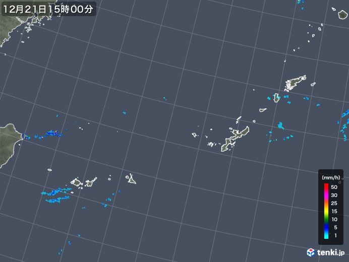 沖縄地方の雨雲レーダー(2018年12月21日)