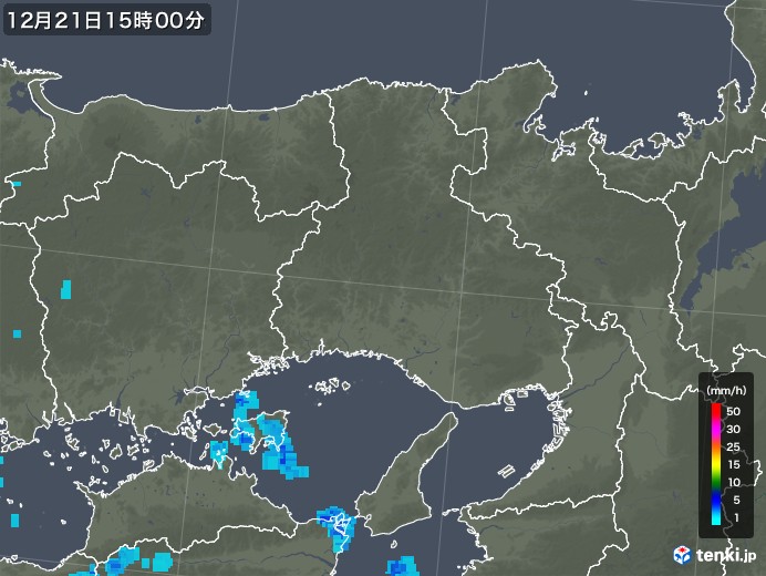 兵庫県の雨雲レーダー(2018年12月21日)