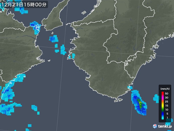 和歌山県の雨雲レーダー(2018年12月21日)