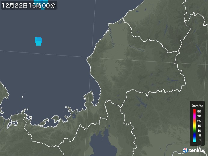 福井県の雨雲レーダー(2018年12月22日)