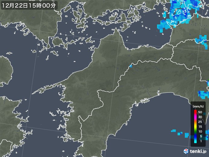 愛媛県の雨雲レーダー(2018年12月22日)