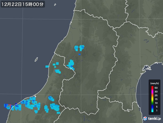 山形県の雨雲レーダー(2018年12月22日)