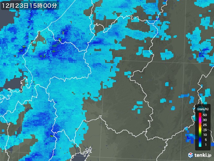 岐阜県の雨雲レーダー(2018年12月23日)