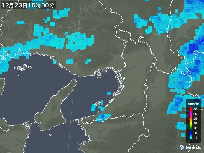 大阪府の雨雲レーダー(2018年12月23日)