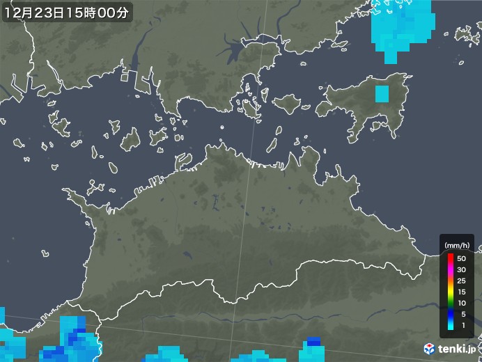 香川県の雨雲レーダー(2018年12月23日)