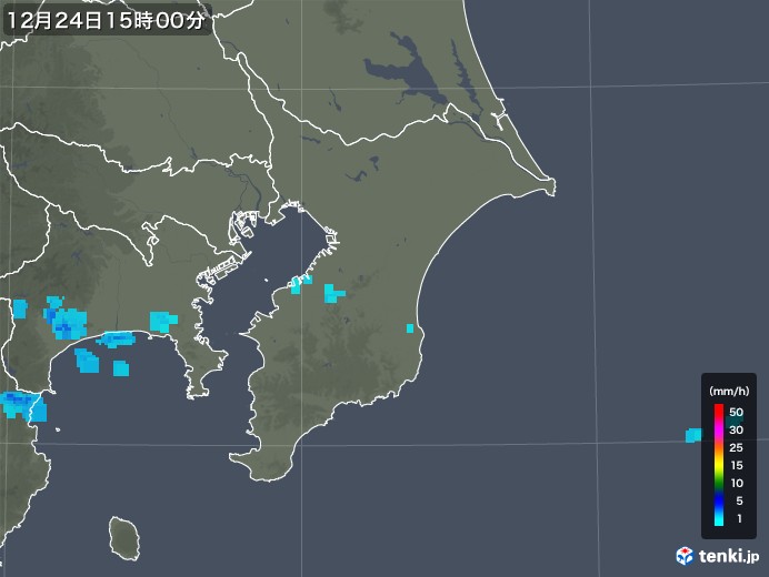 千葉県の雨雲レーダー(2018年12月24日)