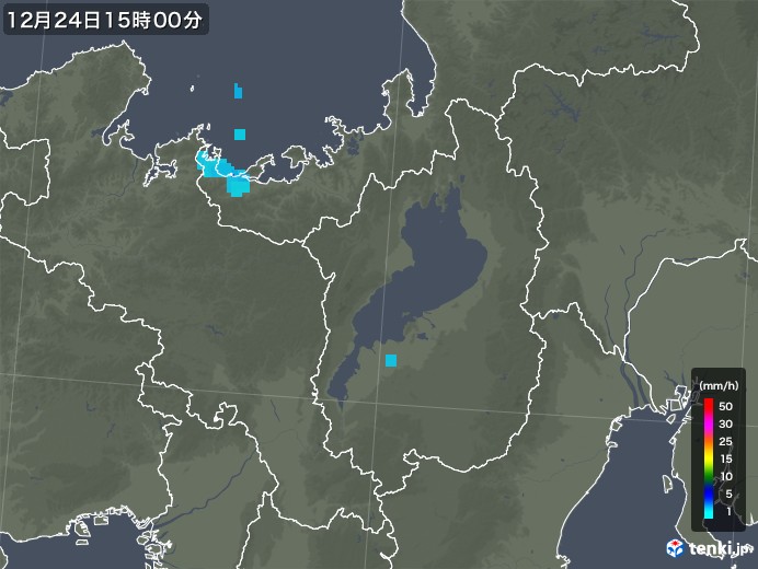 滋賀県の雨雲レーダー(2018年12月24日)