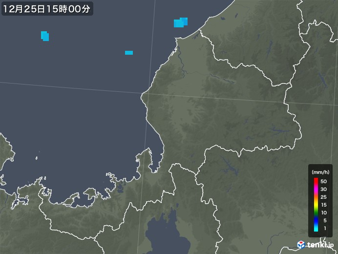福井県の雨雲レーダー(2018年12月25日)