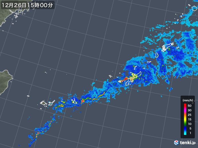 沖縄地方の雨雲レーダー(2018年12月26日)