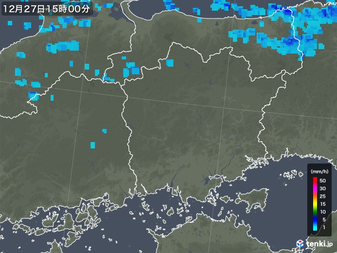 岡山県の雨雲レーダー(2018年12月27日)