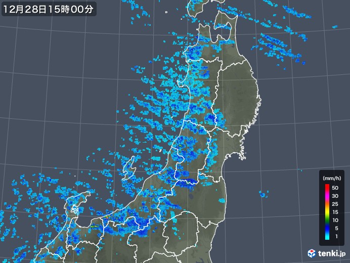 東北地方の雨雲レーダー(2018年12月28日)