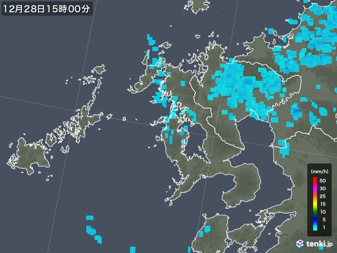 長崎県の雨雲レーダー(2018年12月28日)