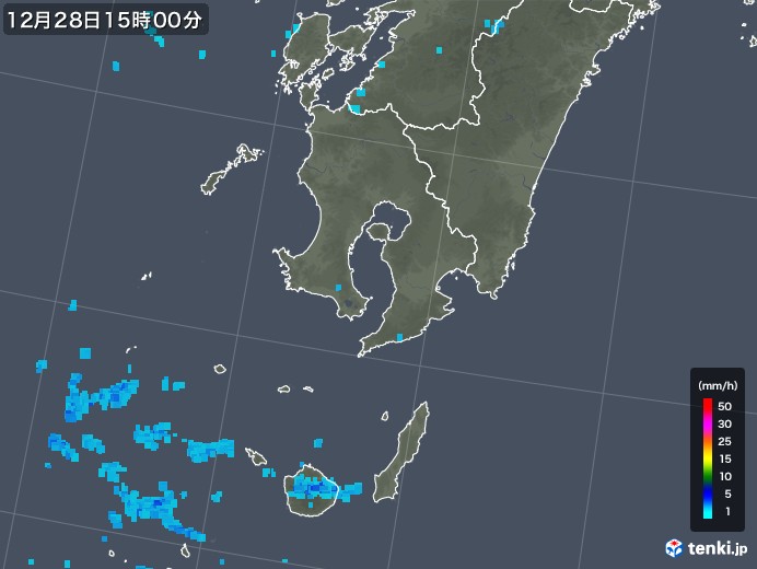 鹿児島県の雨雲レーダー(2018年12月28日)