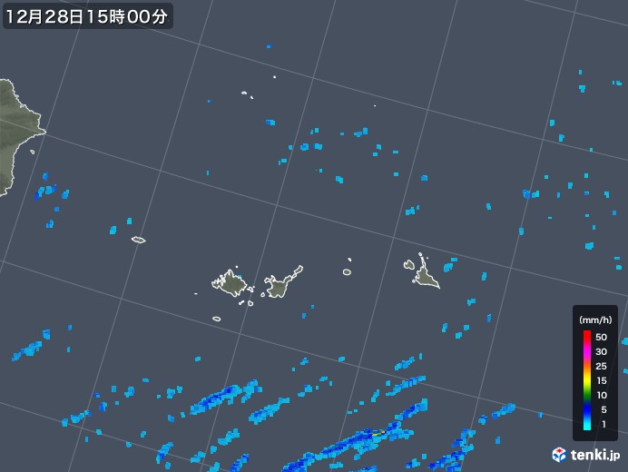 宮古・石垣・与那国(沖縄県)の雨雲レーダー(2018年12月28日)