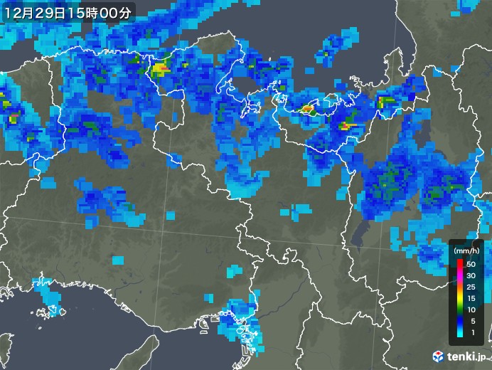 京都府の雨雲レーダー(2018年12月29日)
