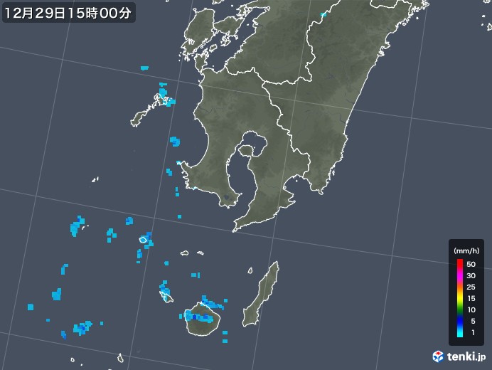 鹿児島県の雨雲レーダー(2018年12月29日)