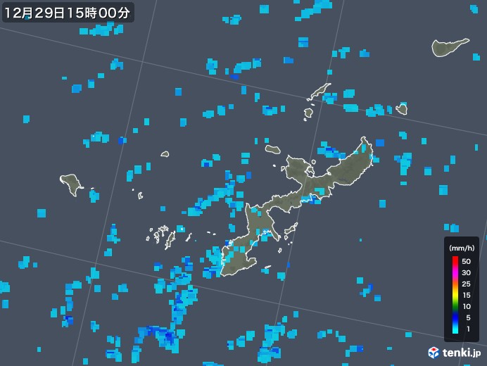 沖縄県の雨雲レーダー(2018年12月29日)