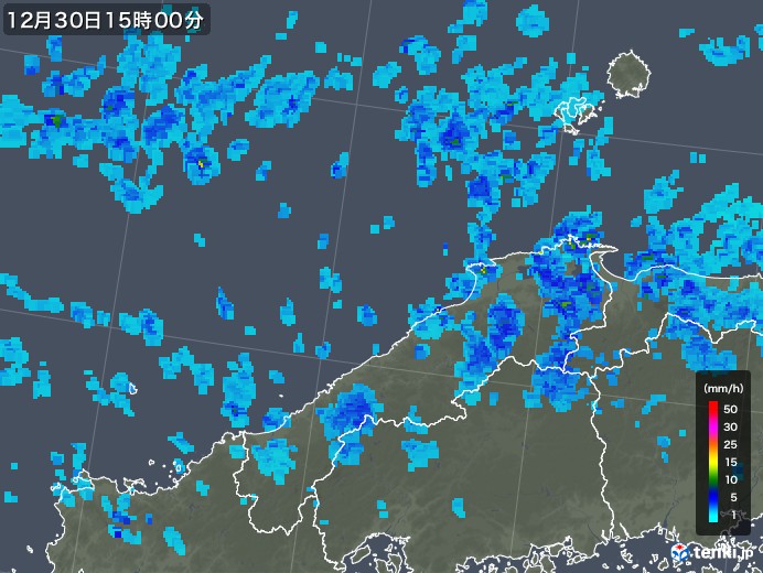 島根県の雨雲レーダー(2018年12月30日)