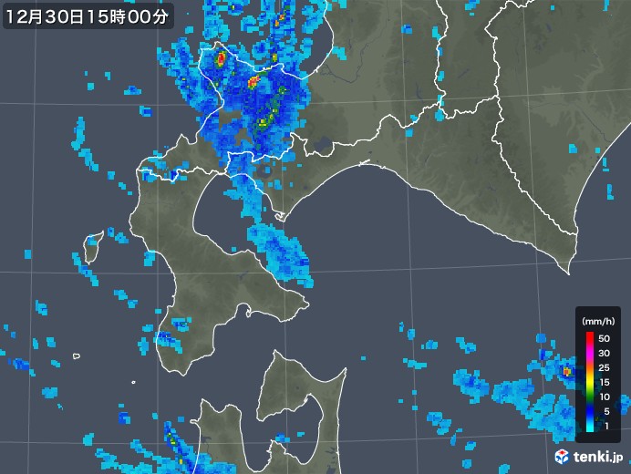 道南の雨雲レーダー(2018年12月30日)