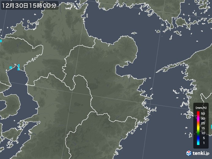 大分県の雨雲レーダー(2018年12月30日)