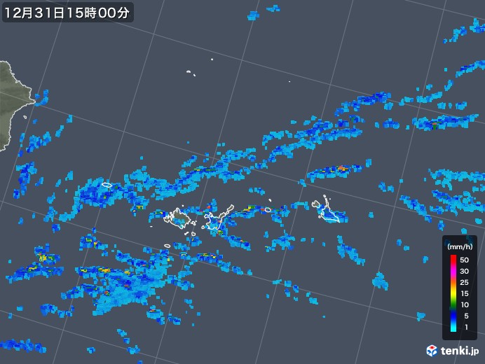 宮古・石垣・与那国(沖縄県)の雨雲レーダー(2018年12月31日)