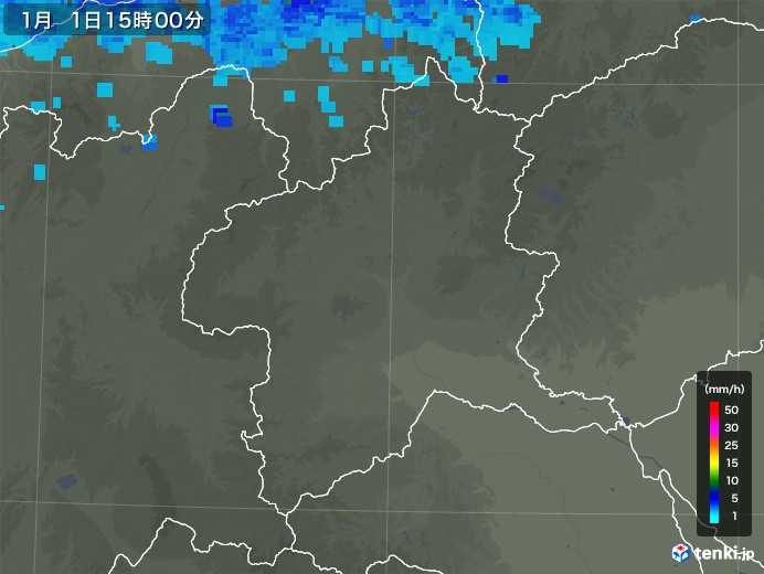 群馬県の雨雲レーダー(2019年01月01日)
