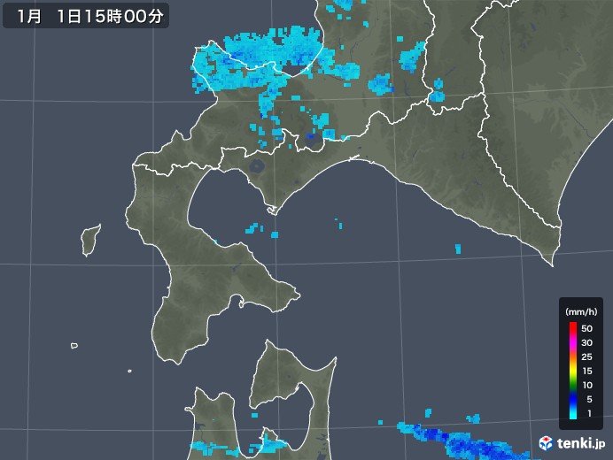 道南の雨雲の動き(2019年01月01日)
