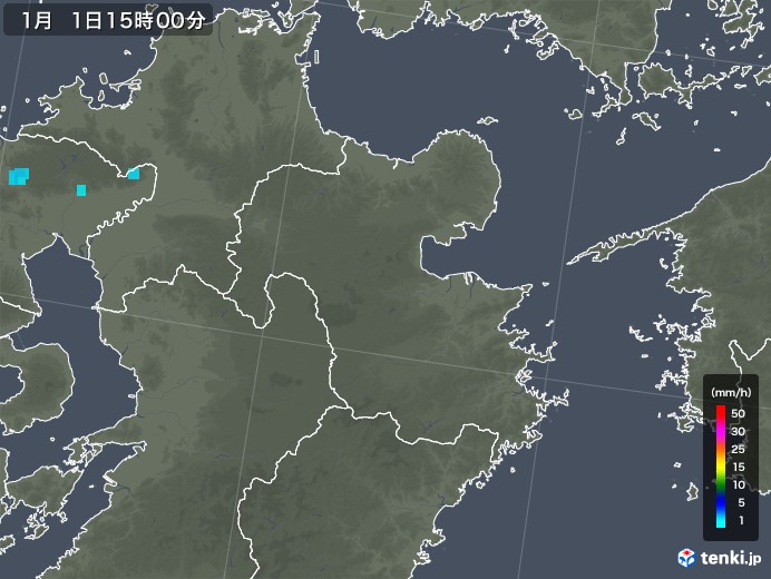 大分県の雨雲の動き(2019年01月01日)