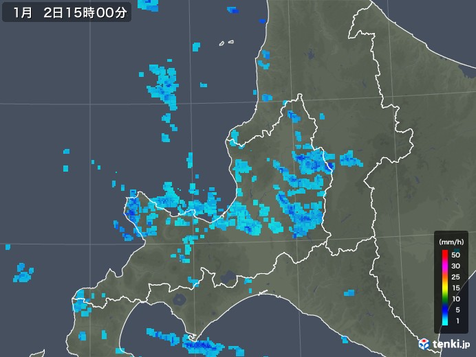 道央の雨雲の動き(2019年01月02日)
