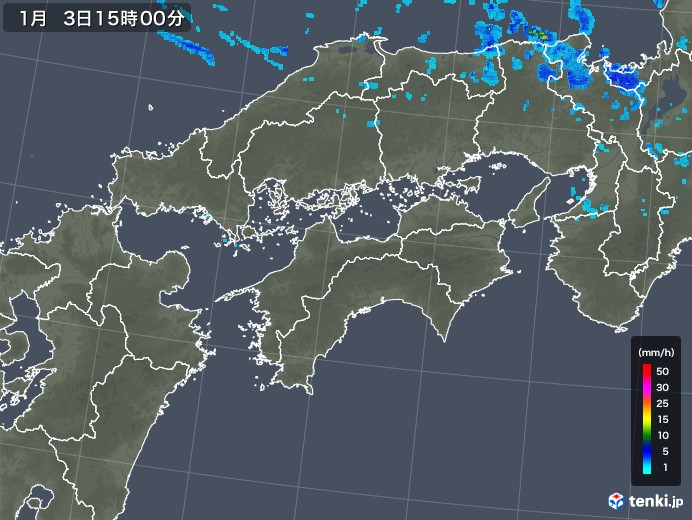 四国地方の雨雲レーダー(2019年01月03日)