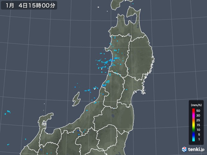 東北地方の雨雲レーダー(2019年01月04日)