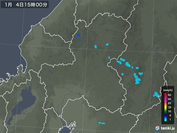 岐阜県の雨雲レーダー(2019年01月04日)