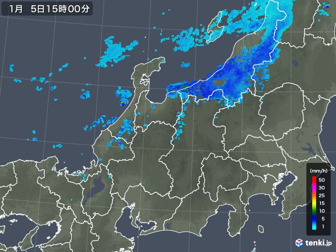 北陸地方の雨雲レーダー(2019年01月05日)