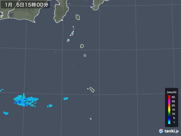 伊豆諸島(東京都)の雨雲レーダー(2019年01月05日)