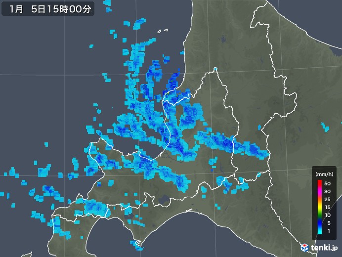 道央の雨雲レーダー(2019年01月05日)