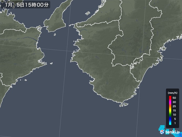 和歌山県の雨雲レーダー(2019年01月05日)