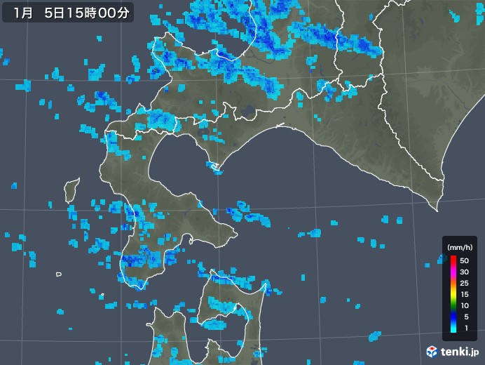 道南の雨雲レーダー(2019年01月05日)