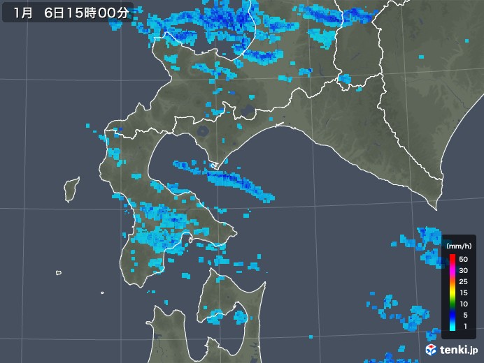 道南の雨雲レーダー(2019年01月06日)