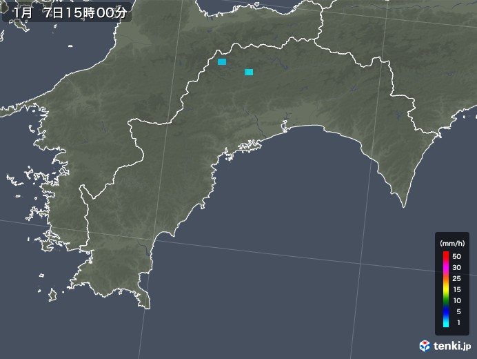 高知県の雨雲レーダー(2019年01月07日)